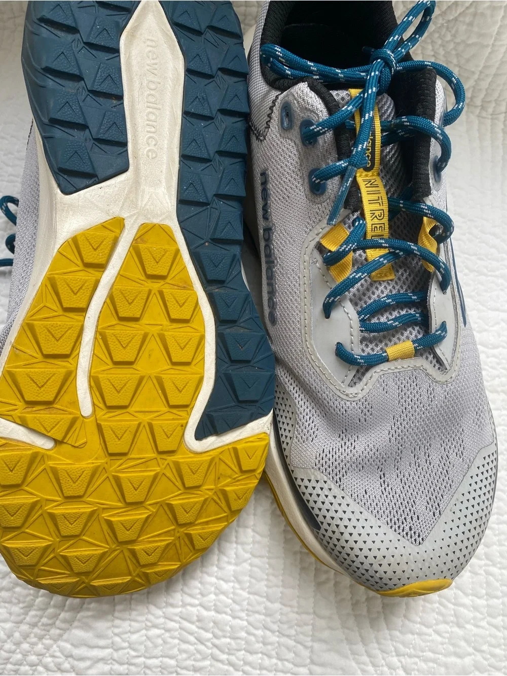 New Balance Men’s White, Blue and Yellow Athletic Sneakers